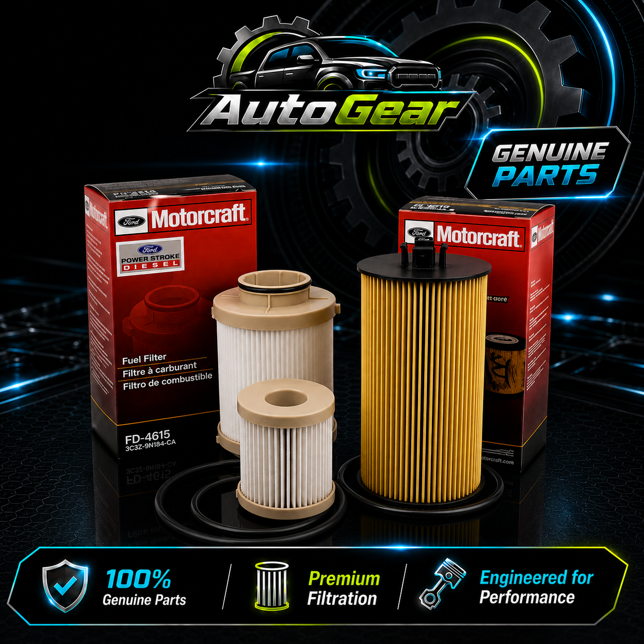 Motorcraft FL2016 Oil Filter & FD4616 Fuel Filter Set for Ford 6.0L Powerstroke