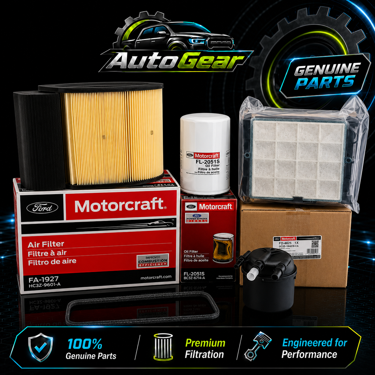 Motorcraft OEM Oil, Air & Fuel Filter Kit for Ford 6.7L Powerstroke Diesel