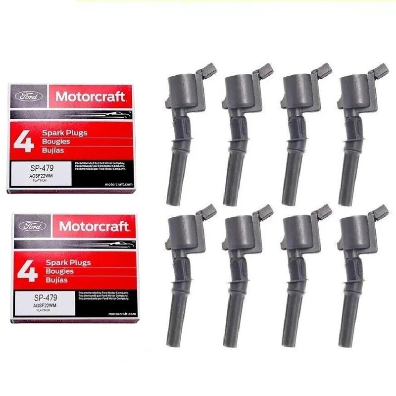 8 Set Motorcraft DG508 Ignition Coils & SP479 Spark Plugs for Ford F150 4.6L 5.4L
